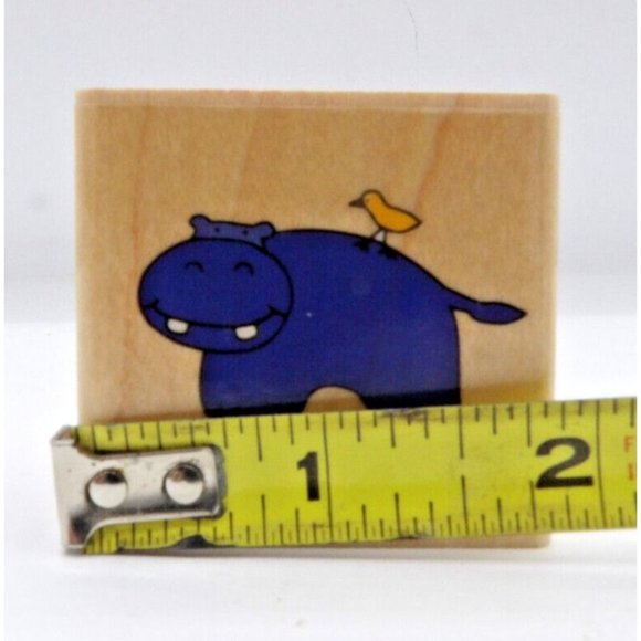 Stamp "Happy Hippo" #D1008 Stampendous ©2000 2" x 1 ¾" - Picture 3 of 5